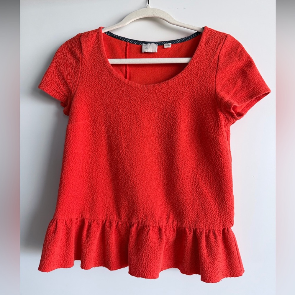 Anthropologie Orange Peplum Top